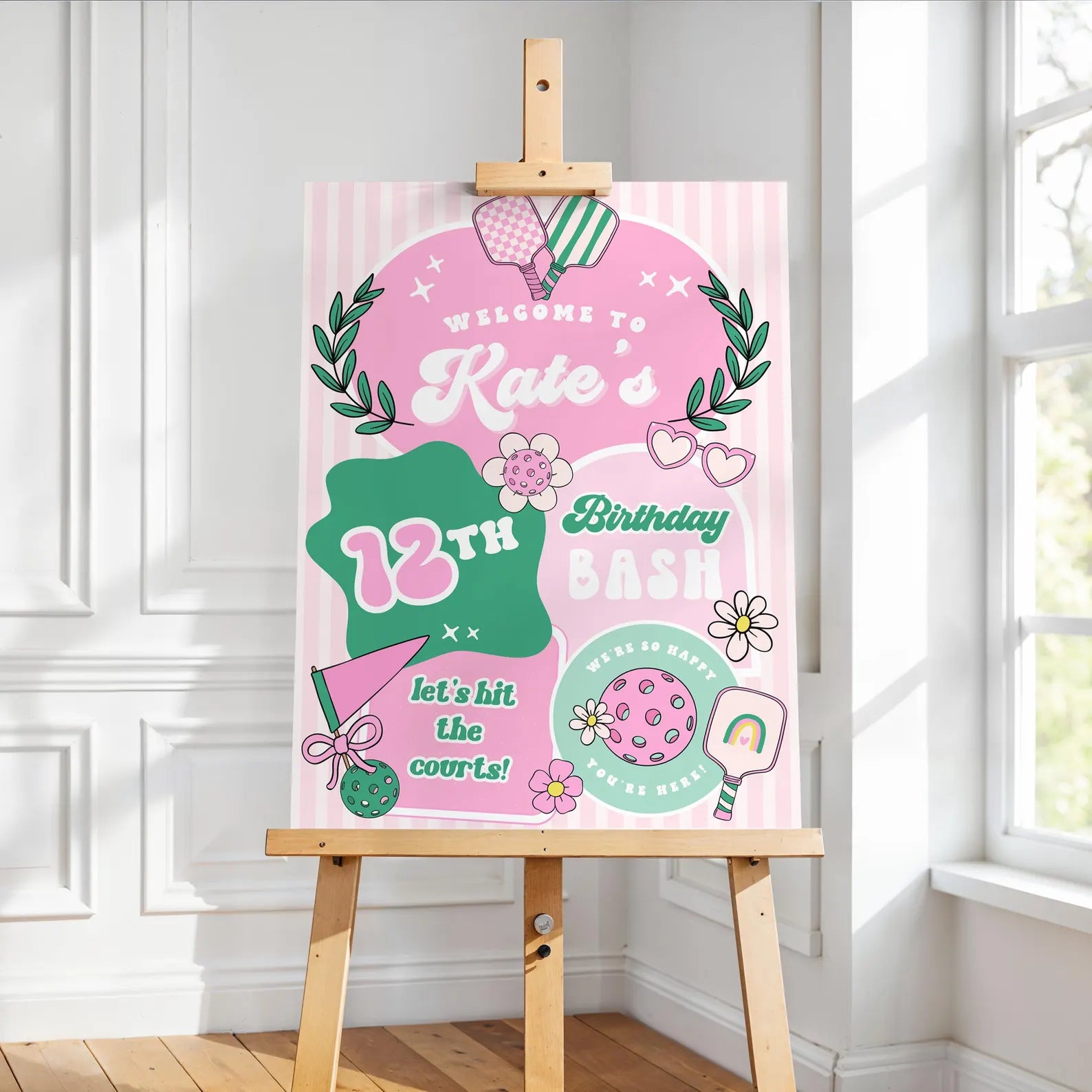 Pickleball Birthday Welcome Sign