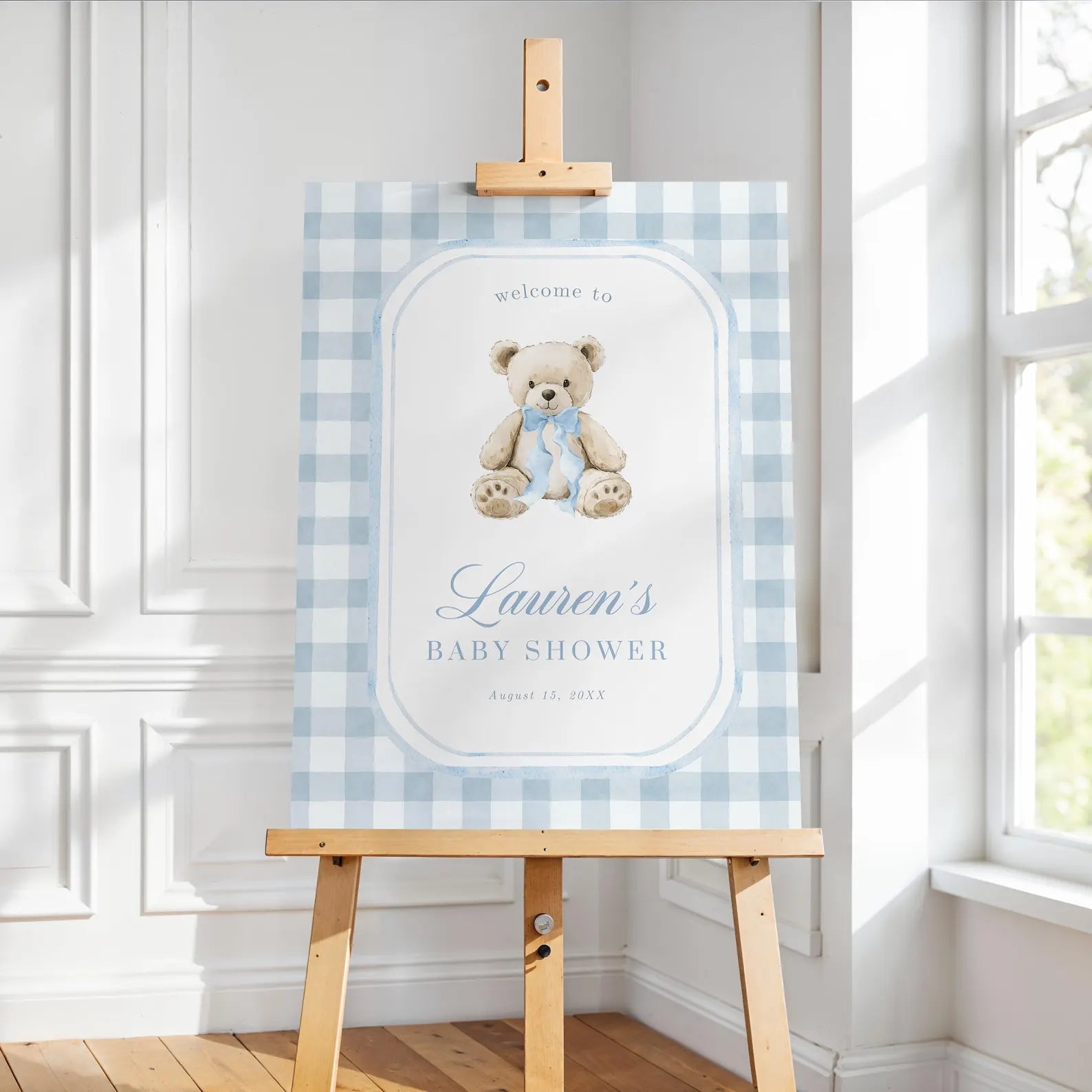 Teddy Blue Baby Shower - Welcome Sign